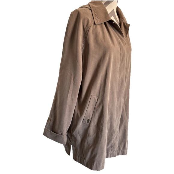 London Fog Faux Suede Barn Chore Coat XLarge Pockets Hood Lined Relaxed - Picture 3 of 9